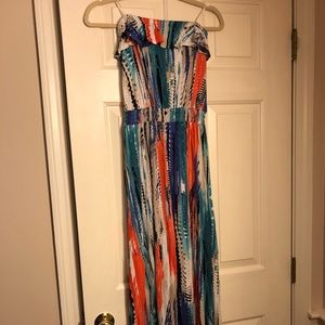 Guess multicolored strapless maxi dress